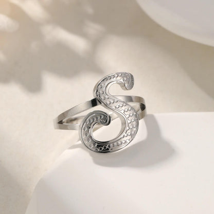 Vintage Initial Ring: Adjustable Stainless Steel Personalized Jewelry