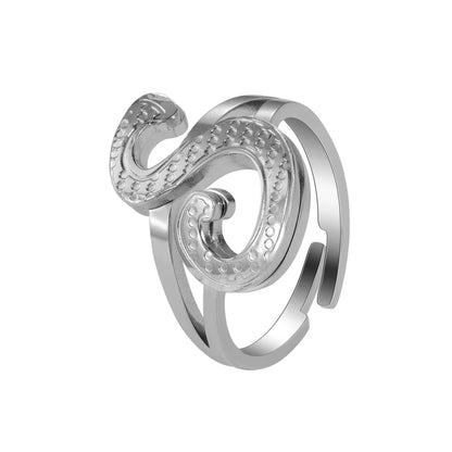 Initial Ring: Vintage Style Ring, Adjustable Stainless Steel Jewelry, Waterproof