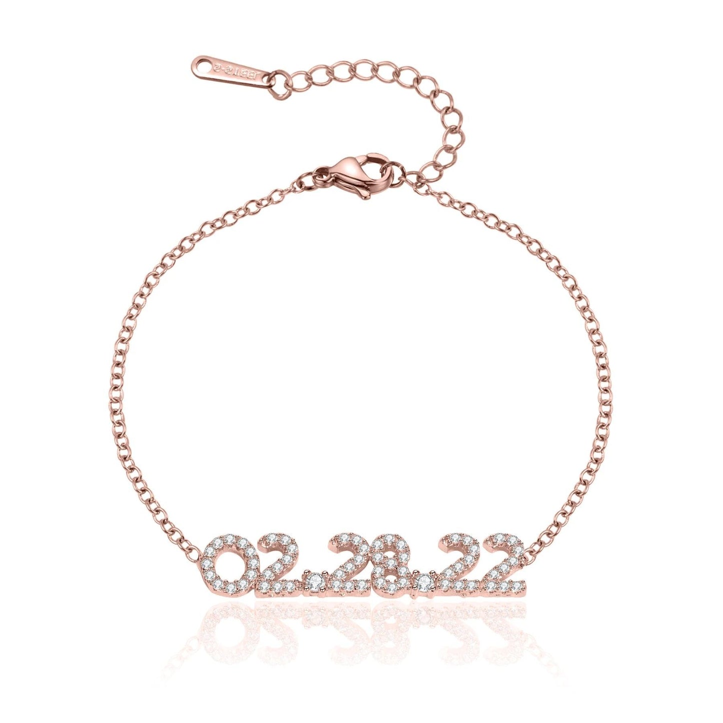 Custom Bracelet: Date Bracelet with Cubic Zirconia Accents