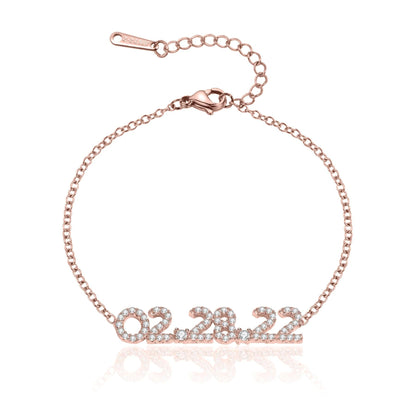 Custom Bracelet: Date Bracelet with Cubic Zirconia Accents