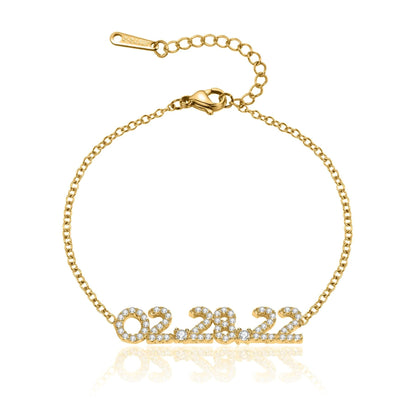 Custom Bracelet: Date Bracelet with Cubic Zirconia Accents
