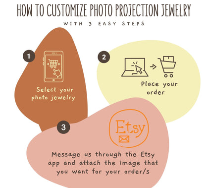 Teardrop Photo Projection Necklace: Stainless Steel Memorial Keepsake