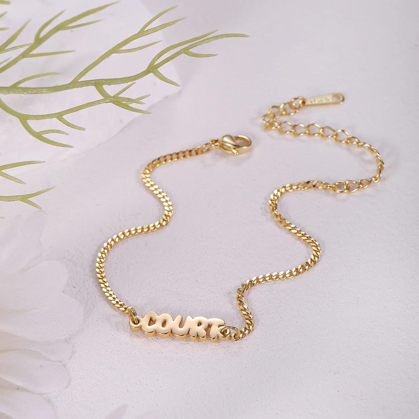 Bubble Name Bracelet: Customizable Waterproof Jewelry in Gold or Silver