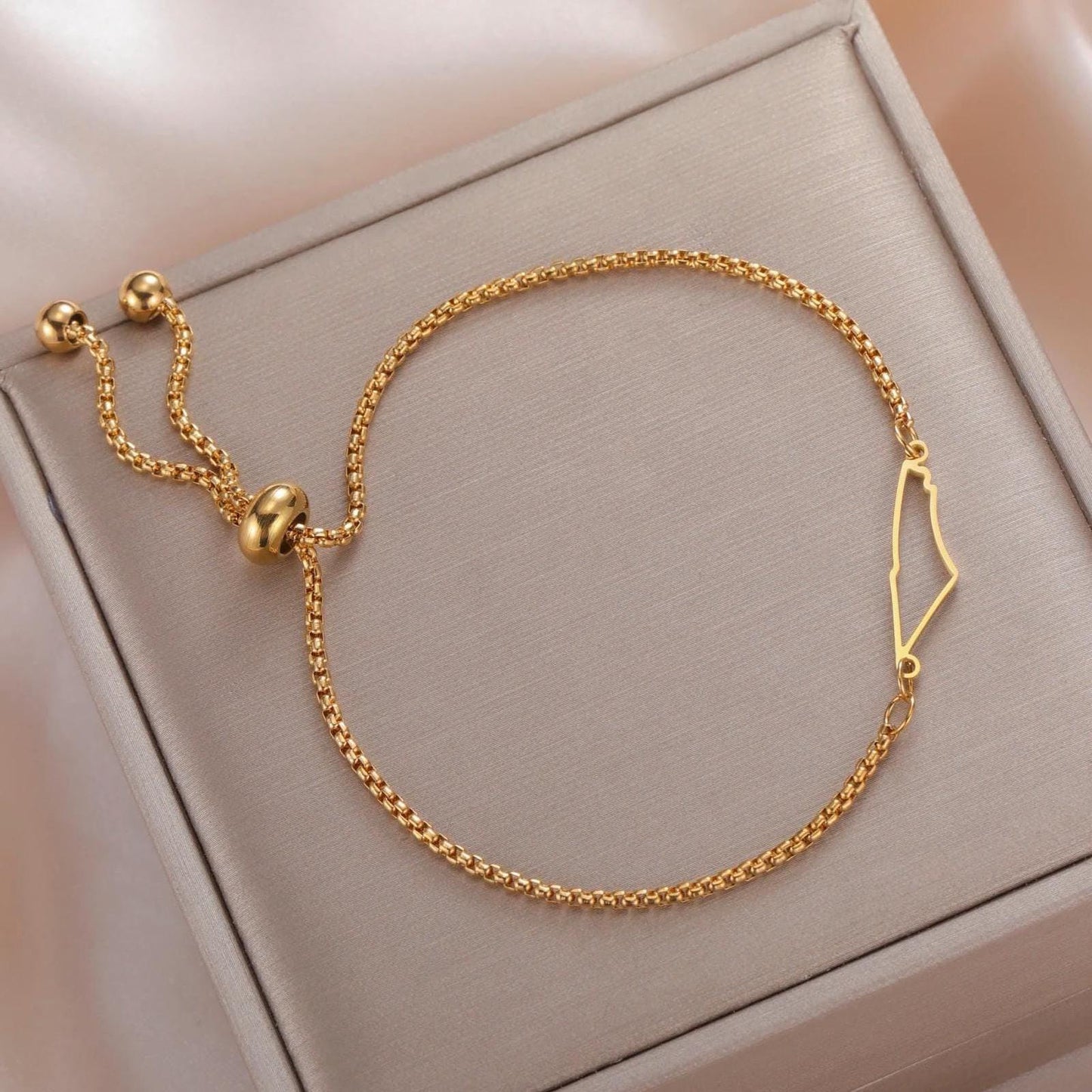 Palestine Map Bracelet: Adjustable Bracelet, Meaningful Gift, Silver or Gold