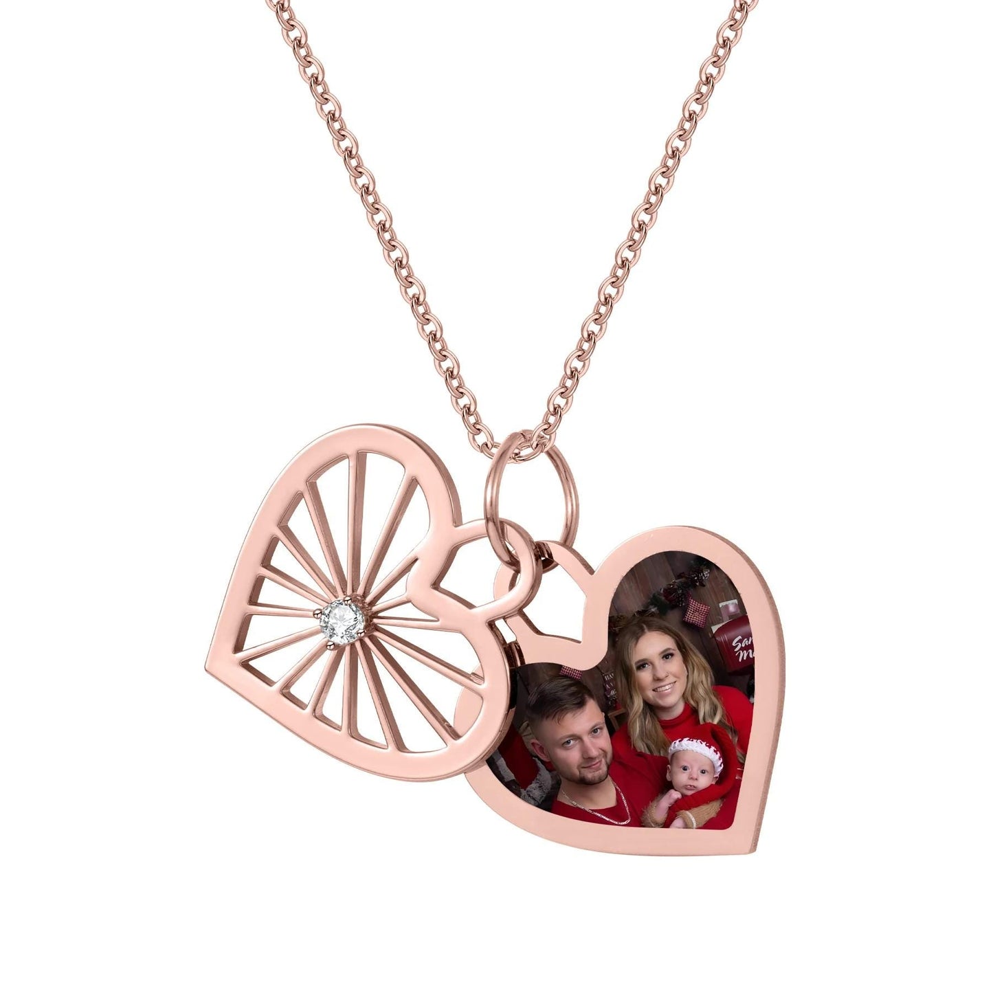 Heart Shaped Photo Locket Necklace: Stainless Steel Pendant with 13 Layered Pictures