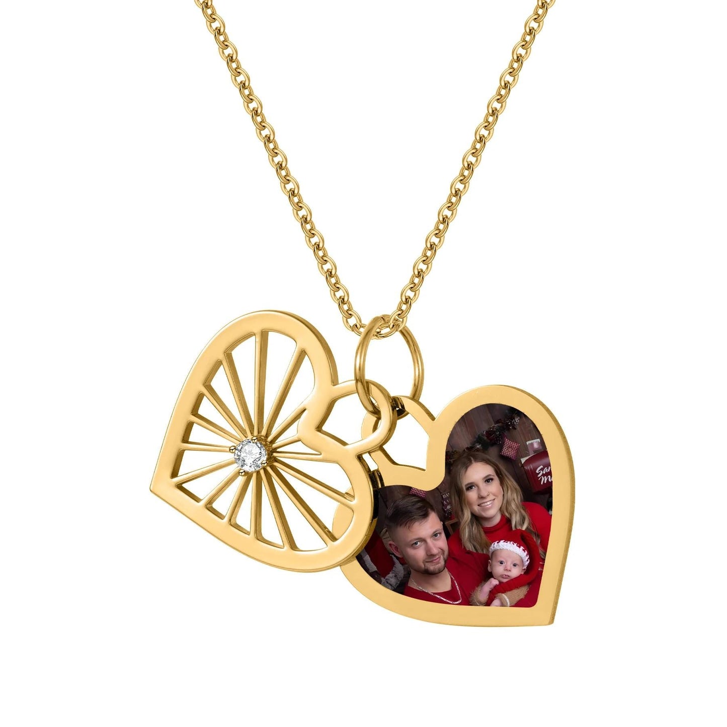 Heart Shaped Photo Locket Necklace: Stainless Steel Pendant with 13 Layered Pictures