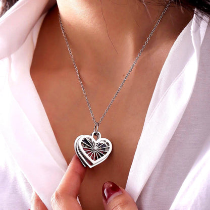 Heart Shaped Photo Locket Necklace: Stainless Steel Pendant with 13 Layered Pictures