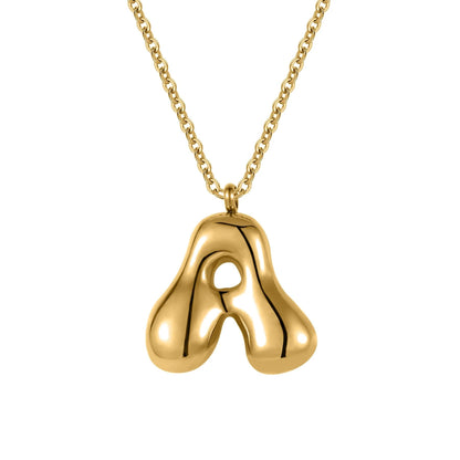 Bubble Letter Necklace: Waterproof and Tarnish Free Jewelry in Silver or Gold