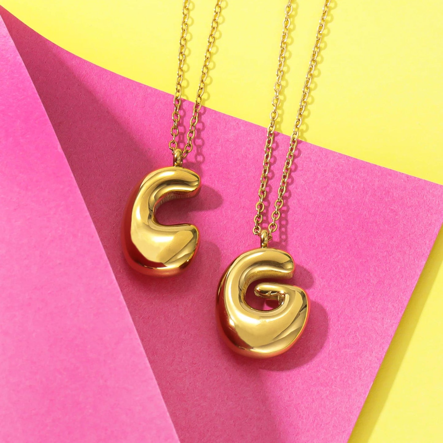 Bubble Letter Necklace: Waterproof and Tarnish Free Jewelry in Silver or Gold