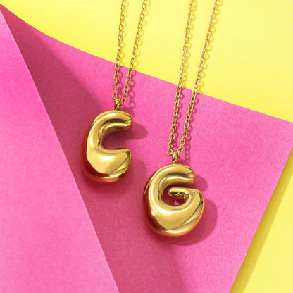 Bubble Letter Necklace: Waterproof and Tarnish Free Jewelry in Silver or Gold