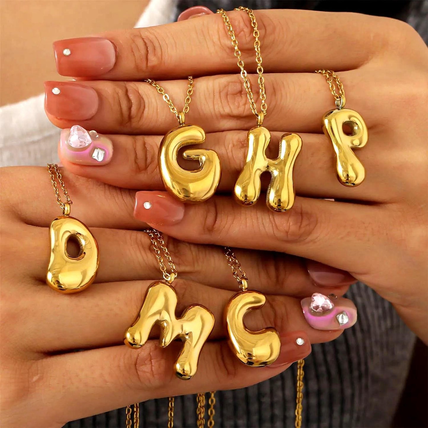 Bubble Letter Necklace: Waterproof and Tarnish Free Jewelry in Silver or Gold