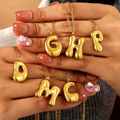 Bubble Letter Necklace: Waterproof and Tarnish Free Jewelry in Silver or Gold