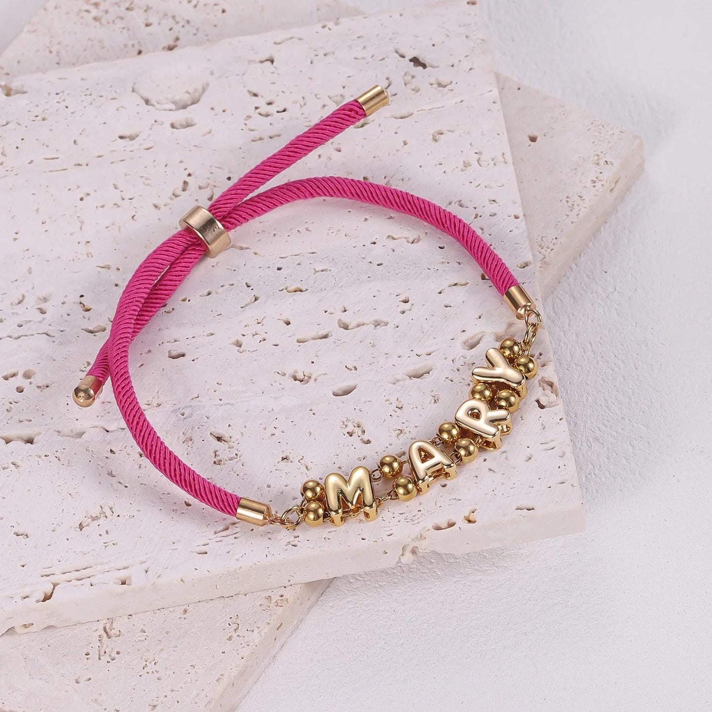 Personalized Rope Bracelet: Custom Name Jewelry, Bubble Letter Bracelet
