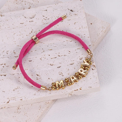 Personalized Rope Bracelet: Custom Name Jewelry, Bubble Letter Bracelet