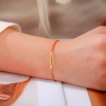 Palestine Map Bracelet: Adjustable Bracelet, Meaningful Gift, Silver or Gold