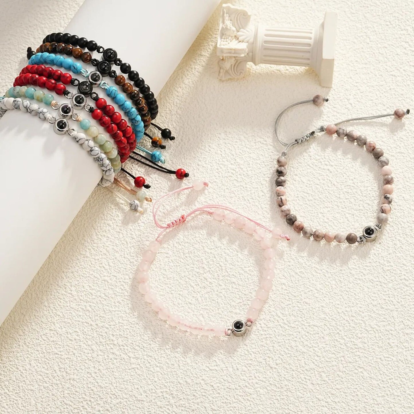 Photo Projection Natural Stone Bracelet: Personalized Memorial Jewelry