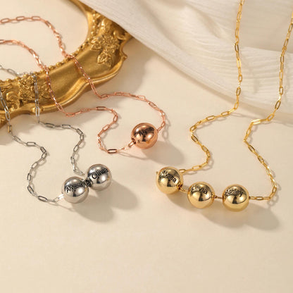 Engraved Name Bead Necklace: Personalized Family Jewelry Gift