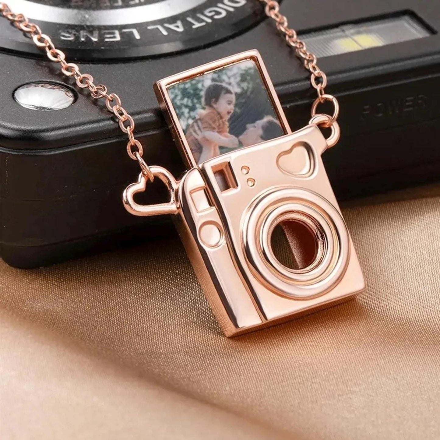Camera Photo Locket Necklace: Personalized Picture Pendant, Stainless Steel Jewelry Gift for Her