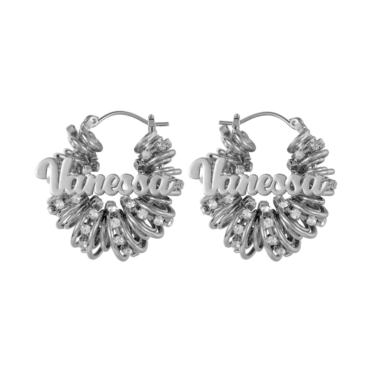 Custom Name Hoop Earrings: Gold CZ Personalized Statement Hoops