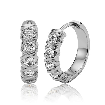 Gold Hoop Earrings: CZ Stone Small Hoops, Waterproof Gold Jewelry, Christmas Gift for Her