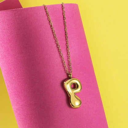 Bubble Letter Necklace: Waterproof and Tarnish Free Jewelry in Silver or Gold