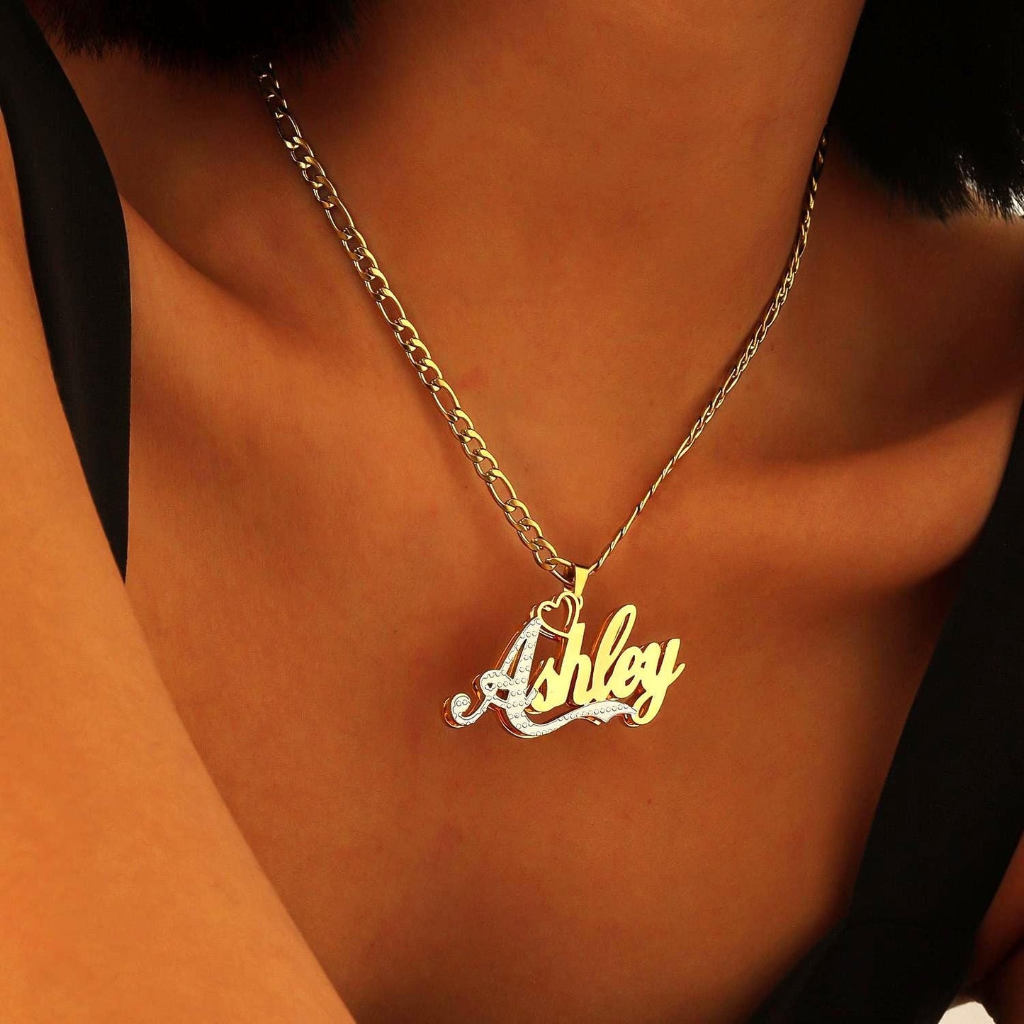 Double Plated Name Necklace: Personalized Two-Tone Jewelry