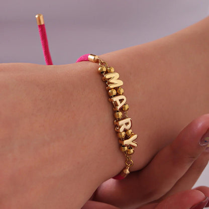 Personalized Rope Bracelet: Custom Name Jewelry, Bubble Letter Bracelet