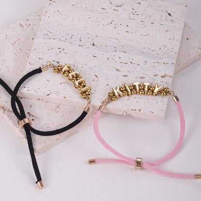Personalized Rope Bracelet: Custom Name Jewelry, Bubble Letter Bracelet