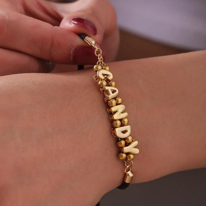 Personalized Rope Bracelet: Custom Name Jewelry, Bubble Letter Bracelet
