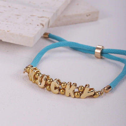 Personalized Rope Bracelet: Custom Name Jewelry, Bubble Letter Bracelet