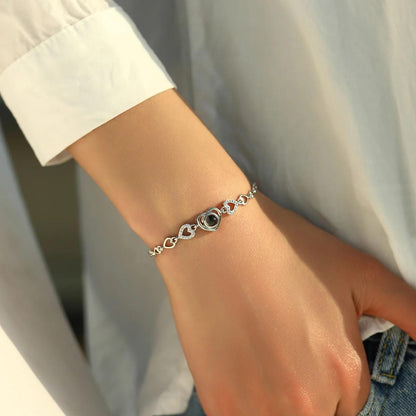Custom Photo Projection Bracelet: 925 Sterling Silver, Memorial Jewelry