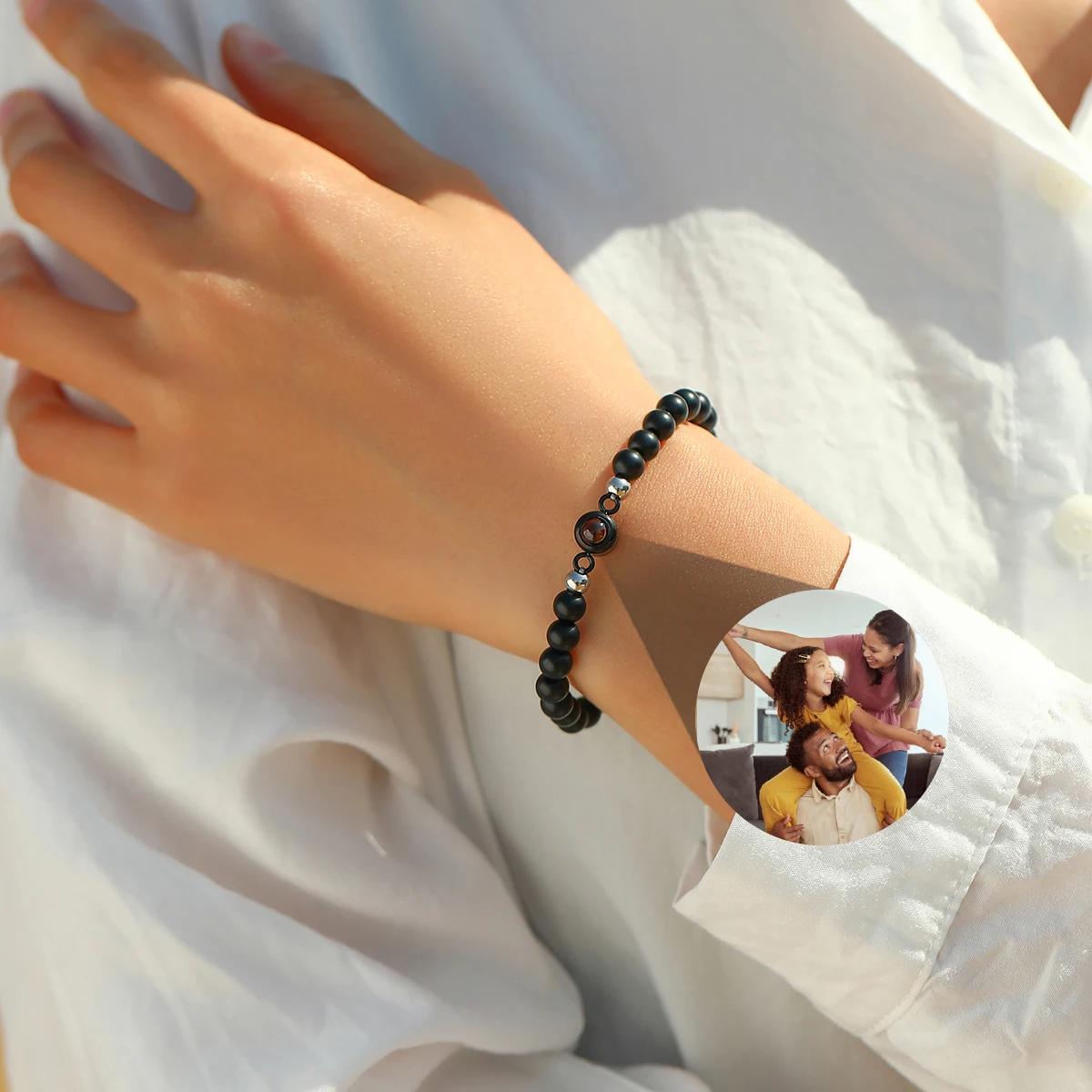 Photo Projection Bracelet: Natural Stones, Personalized Keepsake