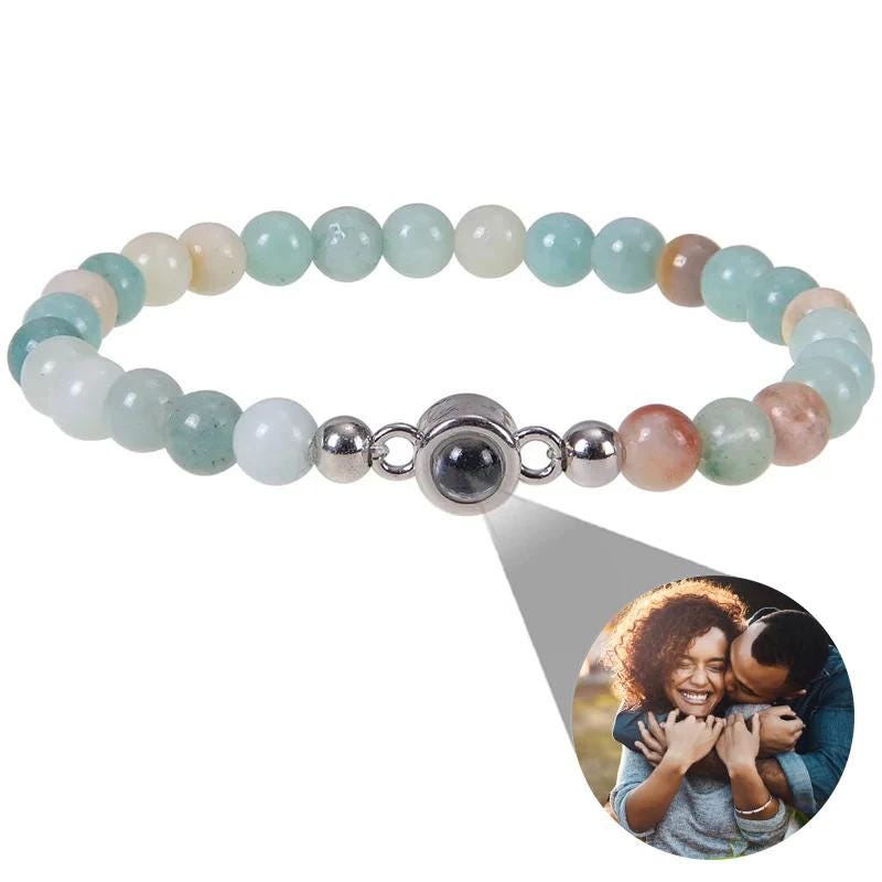 Photo Projection Bracelet: Natural Stones, Personalized Keepsake