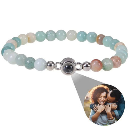 Photo Projection Bracelet: Natural Stones, Personalized Keepsake