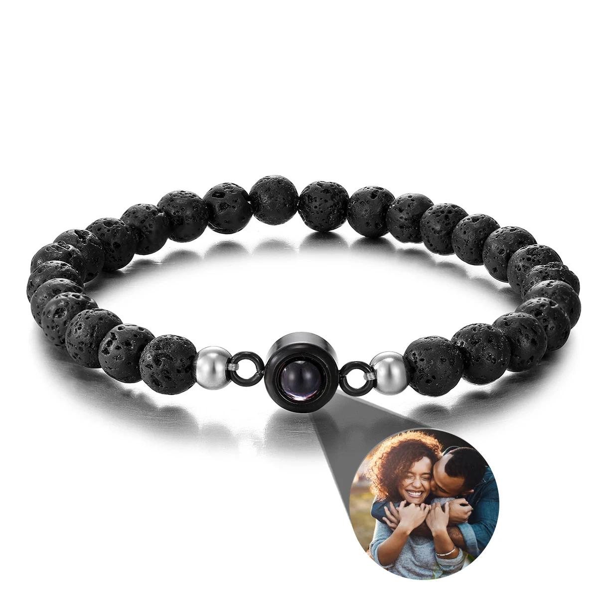 Photo Projection Bracelet: Natural Stones, Personalized Keepsake