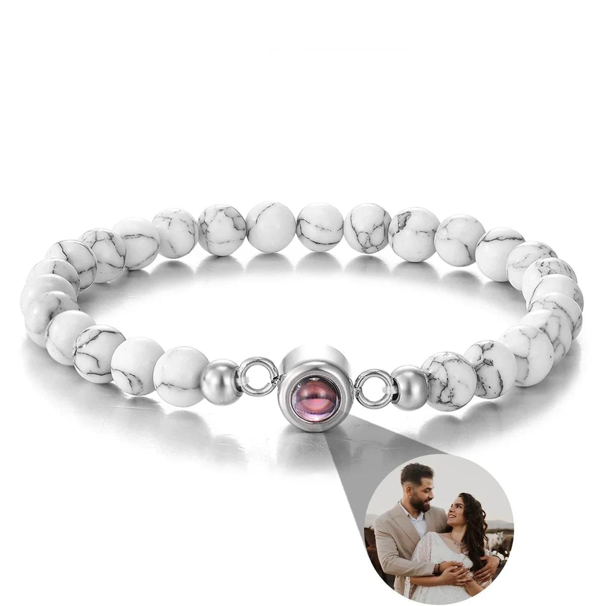 Photo Projection Bracelet: Natural Stones, Personalized Keepsake