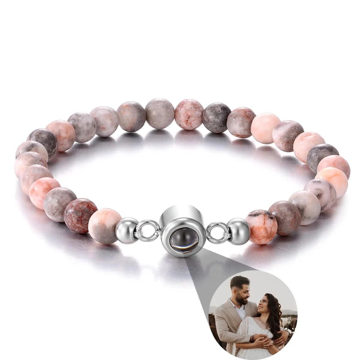 Photo Projection Bracelet: Natural Stones, Personalized Keepsake