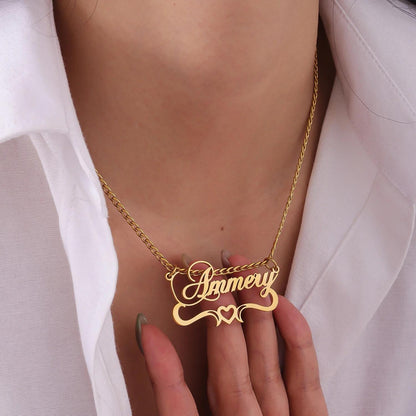 Personalized Name Necklace: Stainless Steel Jewelry Gift, Heart Pendant