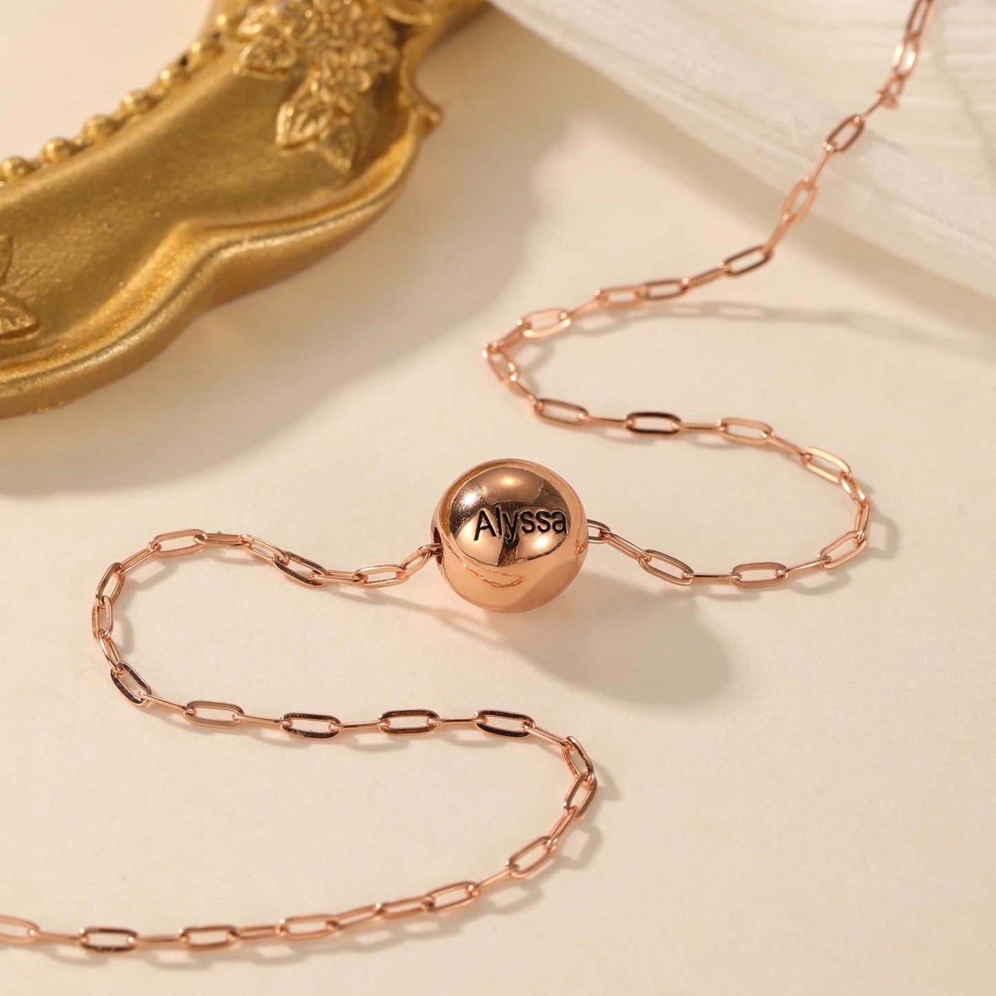Engraved Name Bead Necklace: Personalized Family Jewelry Gift