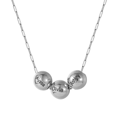 Engraved Name Bead Necklace: Personalized Family Jewelry Gift