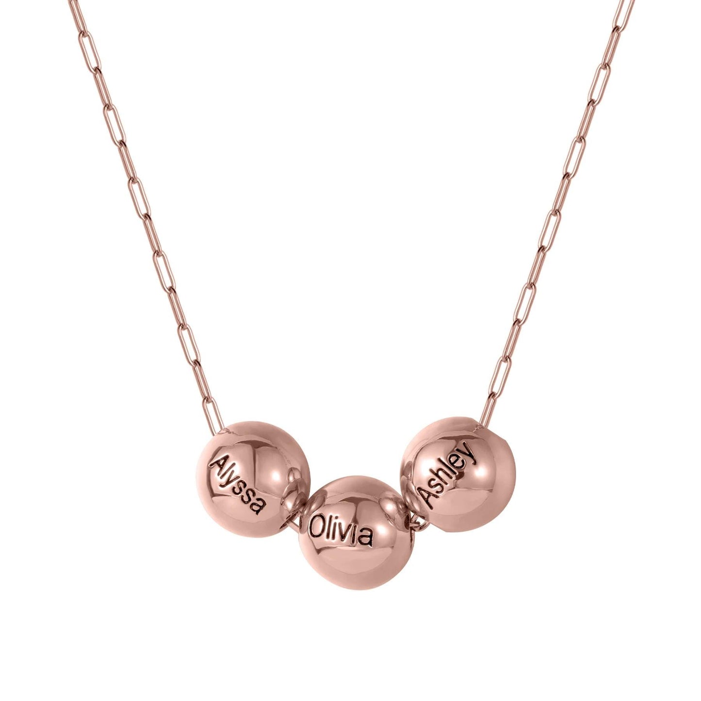 Engraved Name Bead Necklace: Personalized Family Jewelry Gift