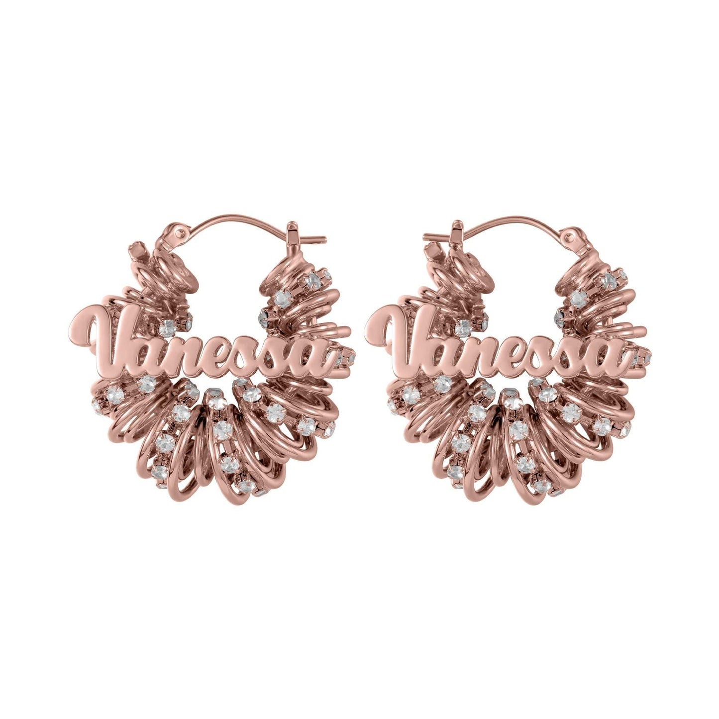 Custom Name Hoop Earrings: Gold CZ Personalized Statement Hoops
