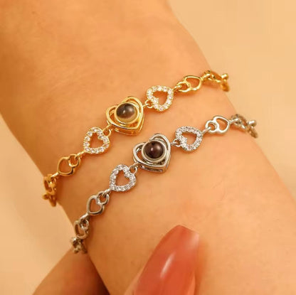 Custom Photo Projection Bracelet: 925 Sterling Silver, Memorial Jewelry