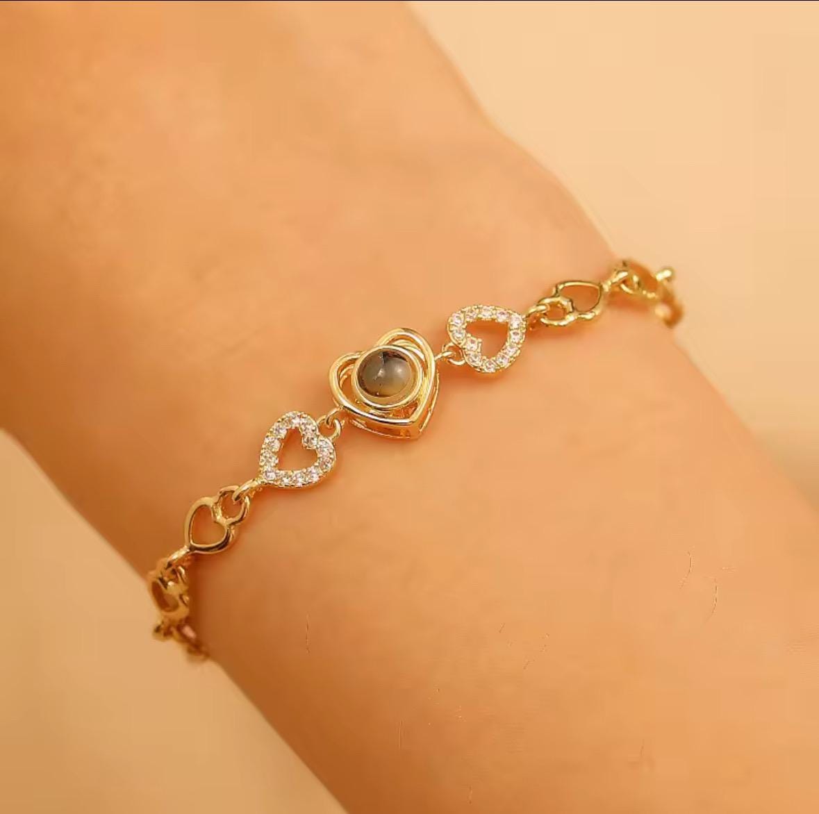 Custom Photo Projection Bracelet: 925 Sterling Silver, Memorial Jewelry