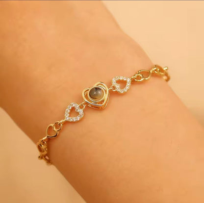 Custom Photo Projection Bracelet: 925 Sterling Silver, Memorial Jewelry