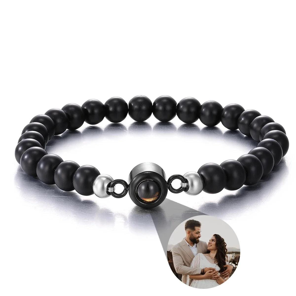 Photo Projection Bracelet: Natural Stones, Personalized Keepsake