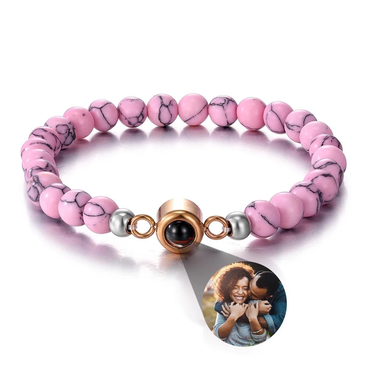 Photo Projection Bracelet: Natural Stones, Personalized Keepsake