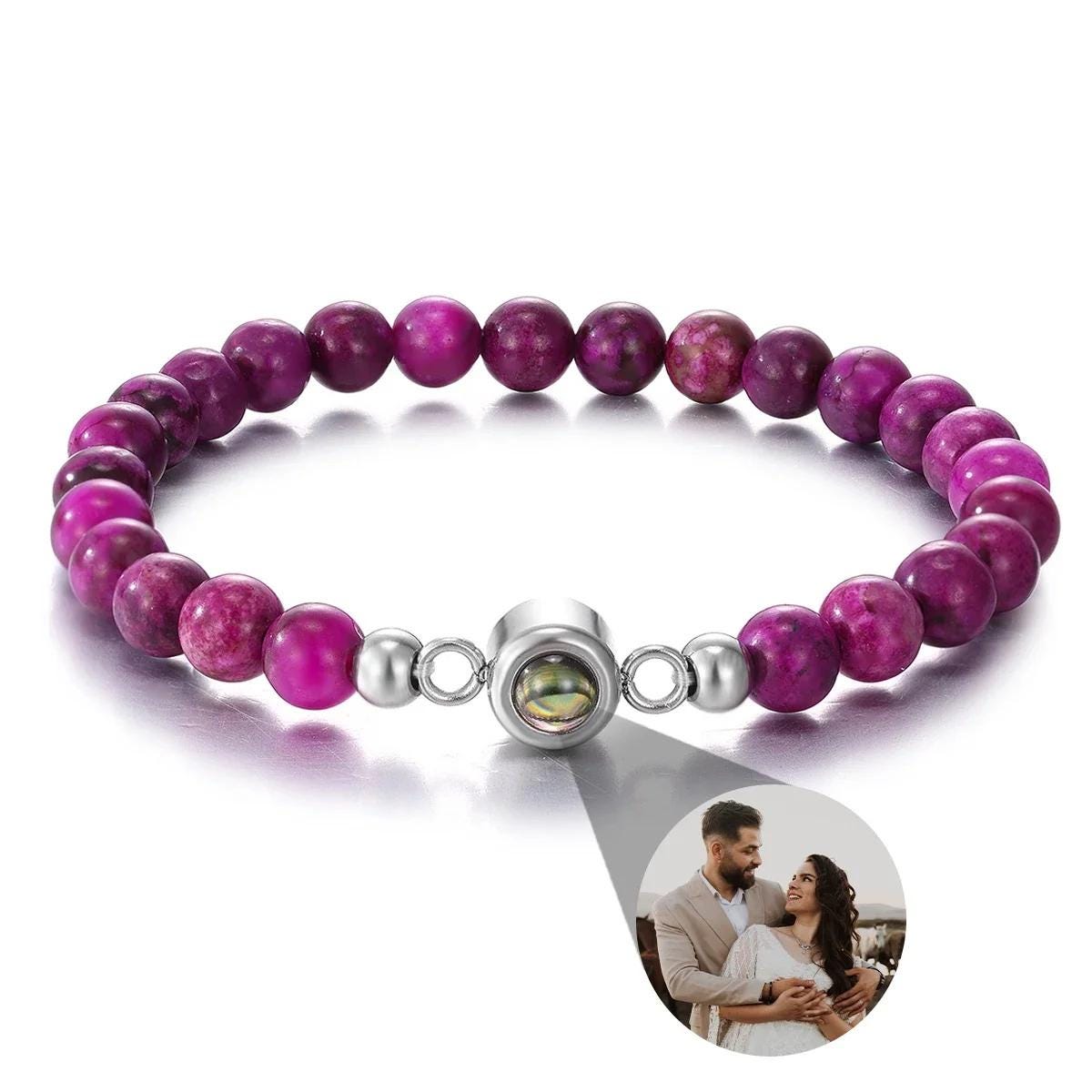 Photo Projection Bracelet: Natural Stones, Personalized Keepsake