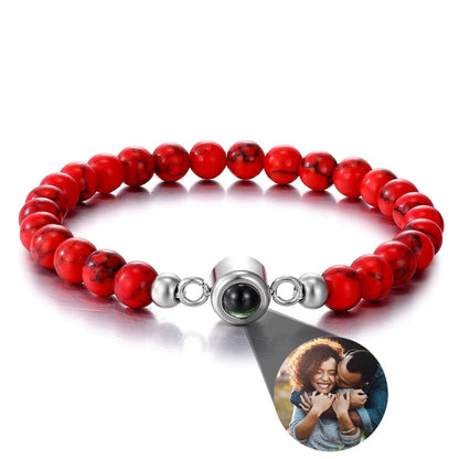 Photo Projection Bracelet: Natural Stones, Personalized Keepsake