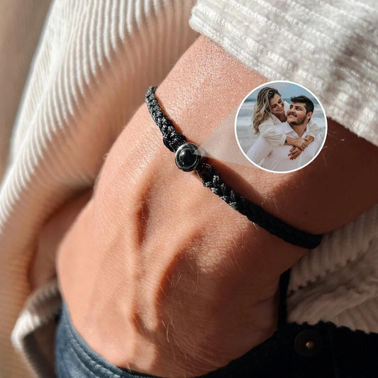 Custom Photo Projection Bracelet: Couples Matching Bracelets, Memorial Jewelry